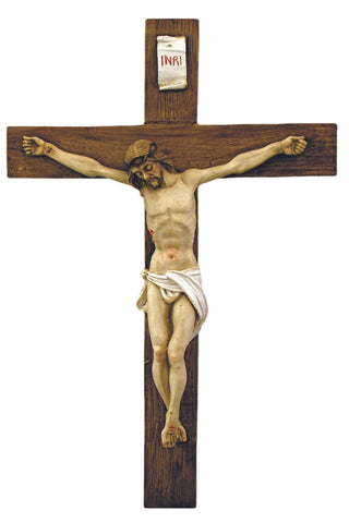 Crucifix in hand-painted alabaster 15" - Gerken's Religious Supplies