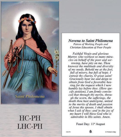 St. Philomena Laminated Holy Card - Gerken's Religious Supplies