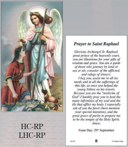 St. Raphael Laminated Holy Card - Gerken's Religious Supplies