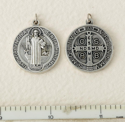Silver Finished St. Benedict Medal - Small - Gerken's Religious Supplies