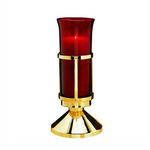 Brass Sanctuary Lamp with Ruby Glass Globe - Gerken's Religious Supplies
