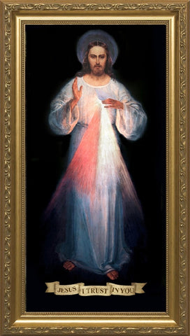 Divine Mercy Vilnius Original - Standard Gold Framed Art - 8" X 16" - Gerken's Religious Supplies