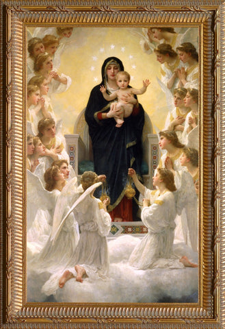 Queen of the Angels - Ornate Gold Framed Art - 14" X 22" - Gerken's Religious Supplies