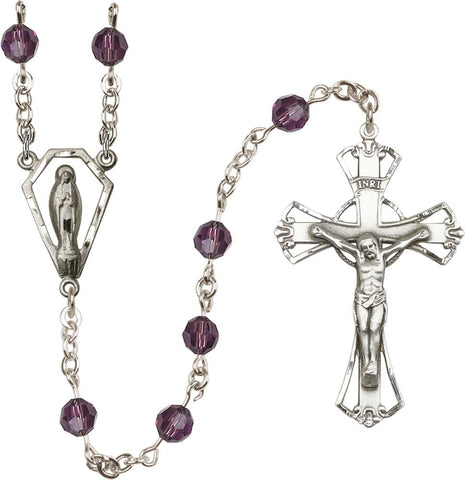 6mm Amethyst Swarovski Rosary - Gerken's Religious Supplies