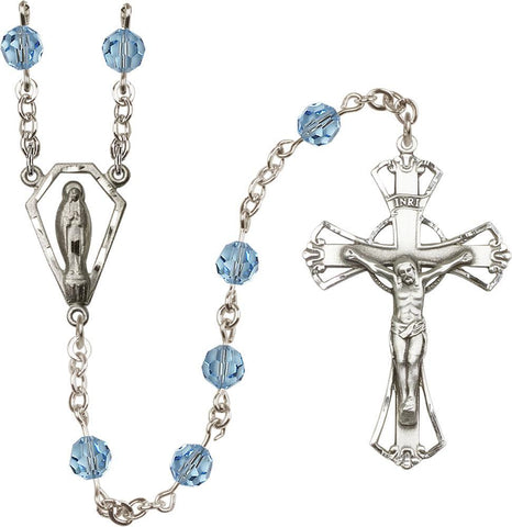 6mm Aqua Swarovski Rosary - Gerken's Religious Supplies