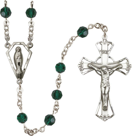 6mm Emerald Swarovski Rosary - Gerken's Religious Supplies