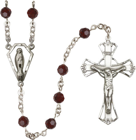 6mm Garnet Swarovski Rosary - Gerken's Religious Supplies