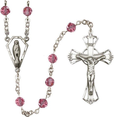 6mm Rose Swarovski Rosary - Gerken's Religious Supplies
