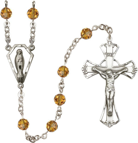6mm Topaz Swarovski Rosary - Gerken's Religious Supplies