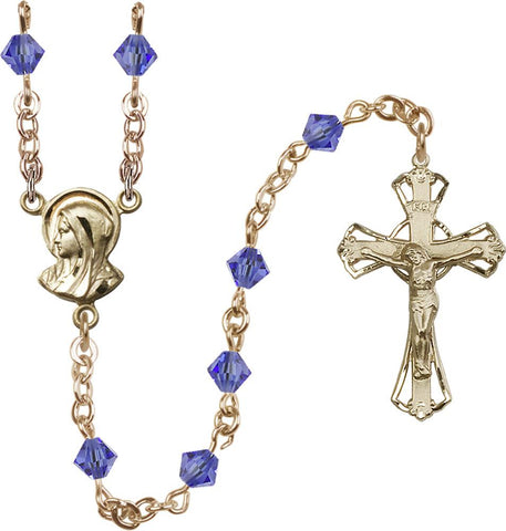 5mm Sapphire Swarovski Rundell-Shaped Rosary - Gerken's Religious Supplies