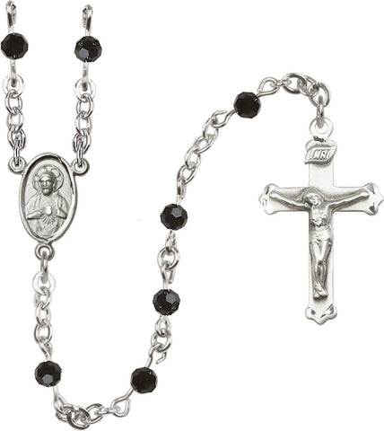 4mm Black Swarovski Rosary - Gerken's Religious Supplies