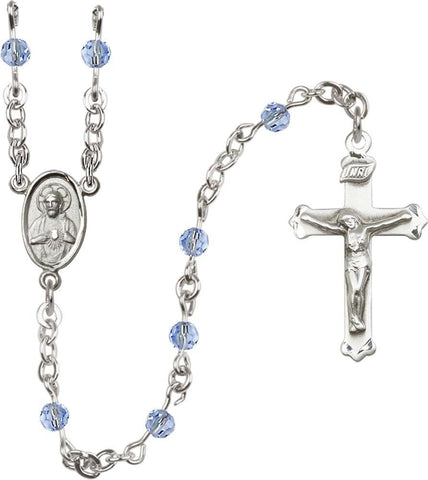 4mm Light Sapphire Swarovski Rosary - Gerken's Religious Supplies