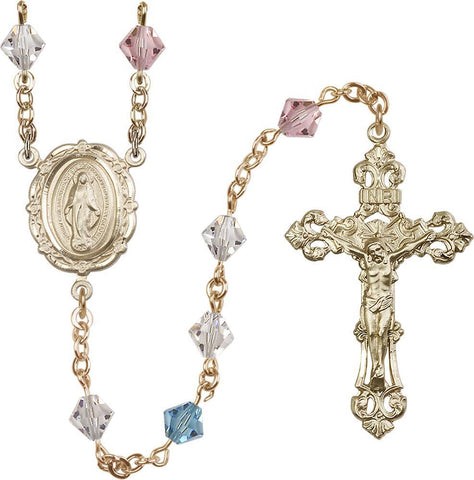 6mm Multi-Color Swarovski Rundell Rosary - Gerken's Religious Supplies