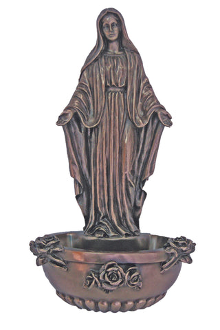 Lady of Grace Font in Cold Cast Bronze 7.5" - Gerken's Religious Supplies