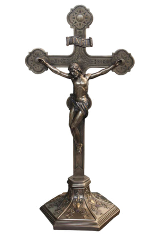 Standing Ornate Crucifix in Bronze 22.5" - Gerken's Religious Supplies
