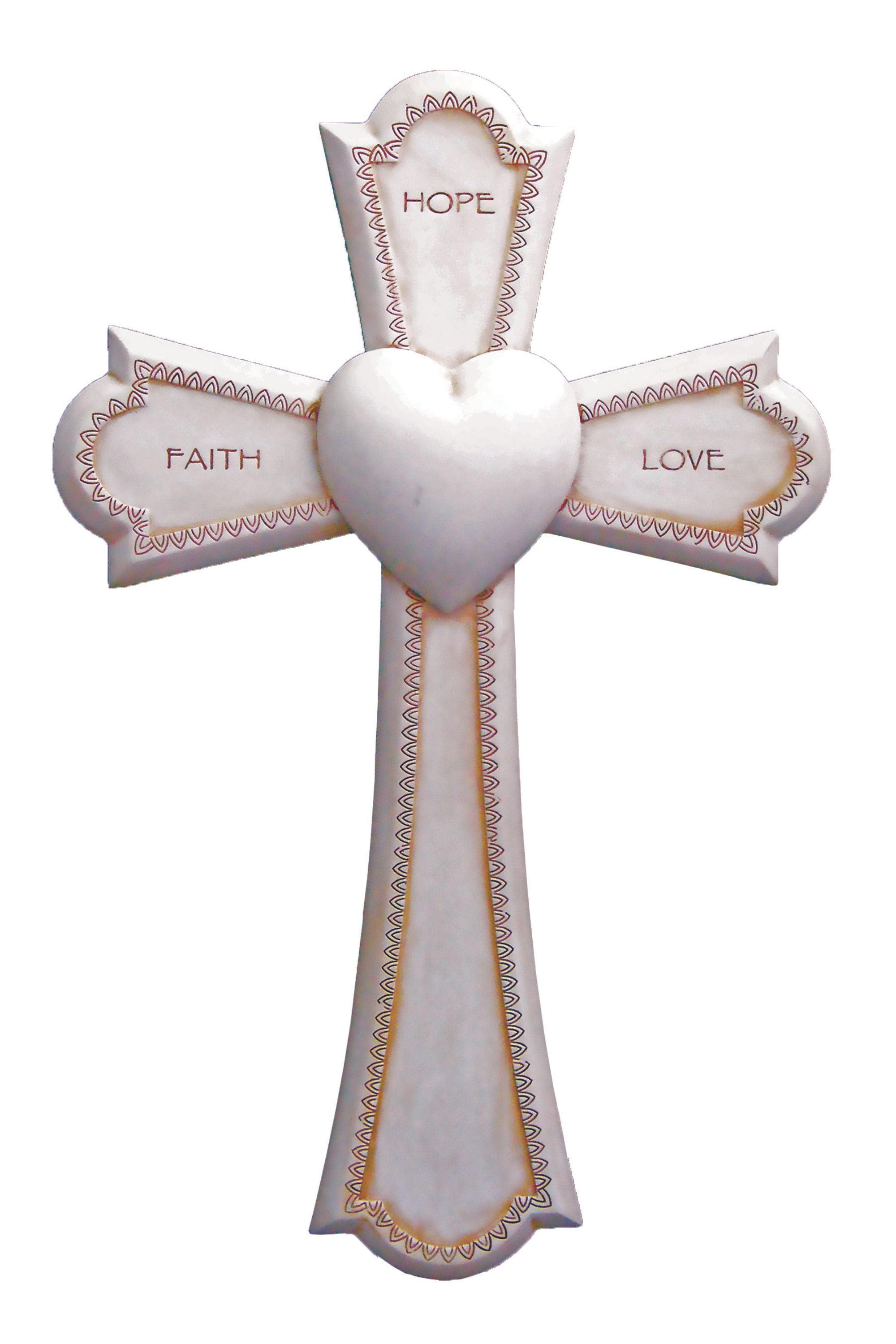 Antque Faith, Hope, Love Cross 7.25