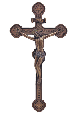 Ornate Crucifix Cold Cast Bronze 14" - Gerken's Religious Supplies