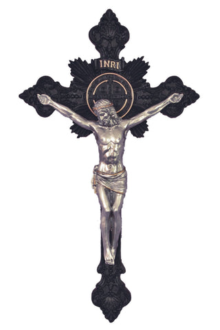 St. Benedict Crucifix Black/Pewter Style 14" - Gerken's Religious Supplies