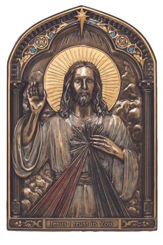 Divine Mercy Plaque in Cold Cast Bronze 6 x 9" - Gerken's Religious Supplies