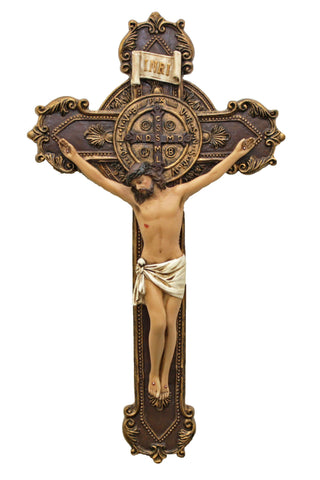 St. Benedict Crucifix in Color 11" - Gerken's Religious Supplies