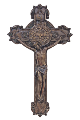 St. Benedict Crucifix in Cold Cast Bronze 11" - Gerken's Religious Supplies