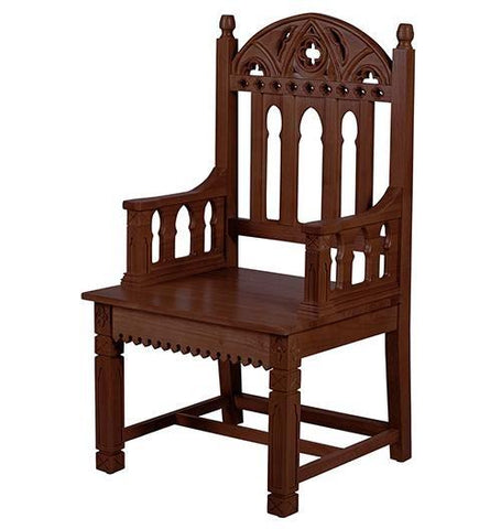 Gothic Collection Celebrant Chair - Walnut - Gerken's Religious Supplies