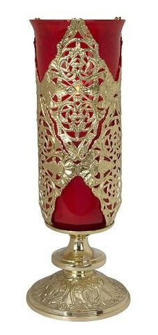 Brass Sanctuary Lamp with Ruby Glass Globe - Gerken's Religious Supplies