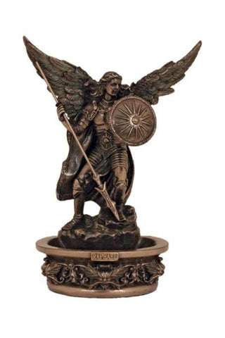 Archangel Raphael Font in Cold Cast Bronze 7.25" - Gerken's Religious Supplies