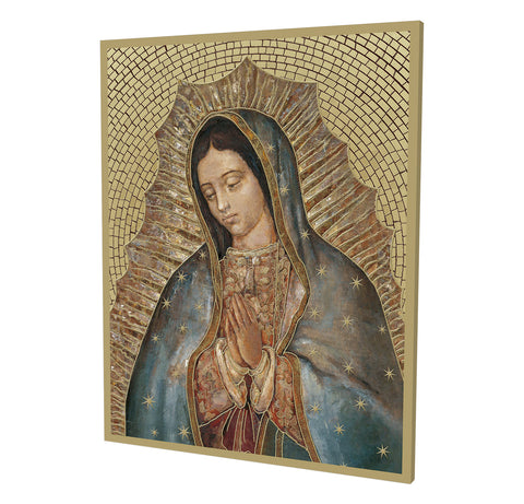 Our Lady of Guadalupe Gold Foil Mosaic Plaque - Gerken's Religious Supplies