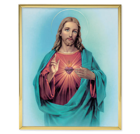 Sacred Heart of Jesus Gold Framed Plaque - Gerken's Religious Supplies