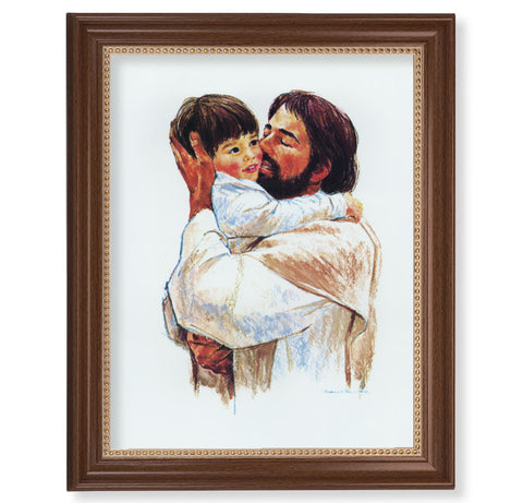 Christ with Child - Love Dark Walnut Framed Art - Gerken's Religious Supplies