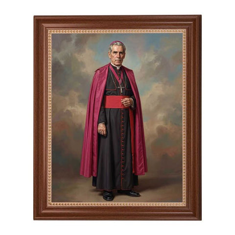 Blessed Fulton Sheen Walnut Framed Art - 11" x 14" - Gerken's Religious Supplies