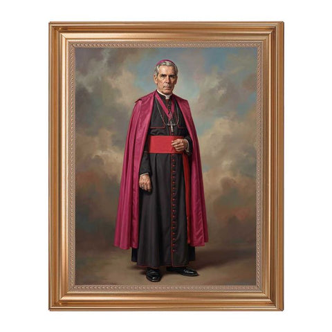 Blessed Fulton Sheen Antique Gold Framed Art - 11" x 14" - Gerken's Religious Supplies