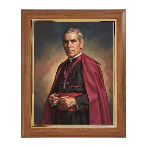 Blessed Fulton Sheen Walnut & Gold Framed Art - 8" x 10" - Gerken's Religious Supplies