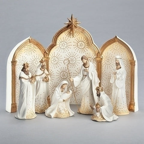 Ivory Nativity Set with Triptych - Gerken's Relgious Supplies