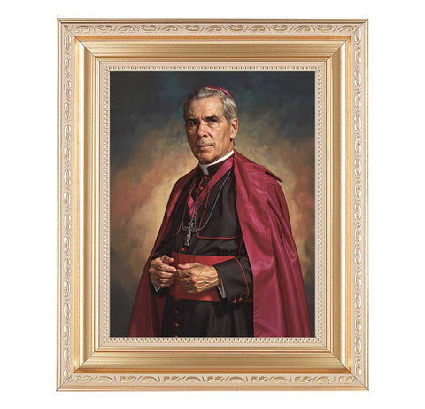 Blessed Fulton Sheen Satin Gold Framed Art - 8" x 10" - Gerken's Religious Supplies