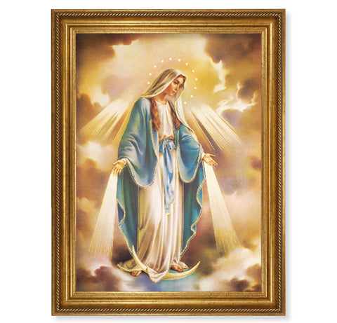 Our Lady of Grace Antique Gold-Leaf Framed Art - Gerken's Religious Supplies