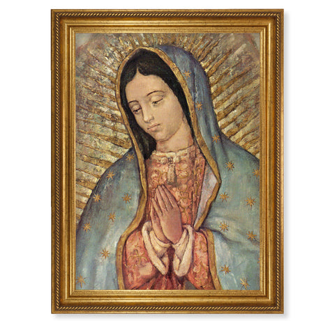 Our Lady of Guadalupe Antique Gold-Leaf Framed Art - Gerken's Religious Supplies