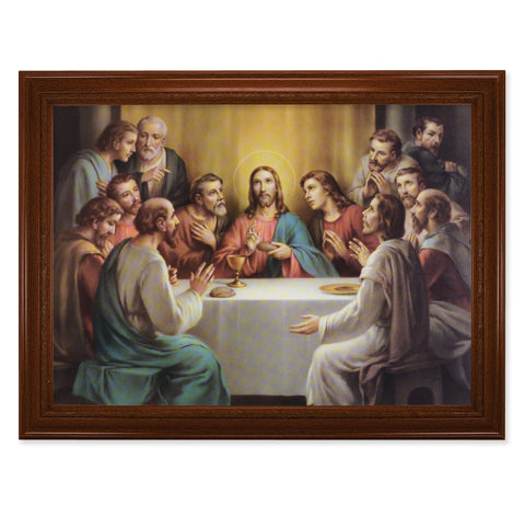 Last Supper Walnut Finish Framed Art - Gerken's Religious Supplies