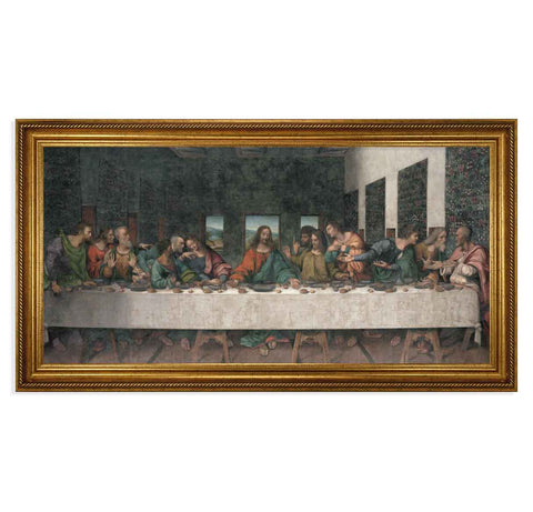 Last Supper Antique Gold Framed Canvas Art - Gerken's Religious Supplies