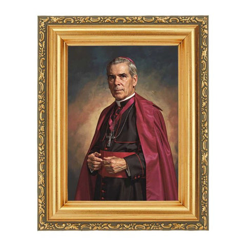 Blessed Fulton Sheen Antique Gold Framed Art - 4-1/2" x 5-1/2" - Gerken's Religious Supplies