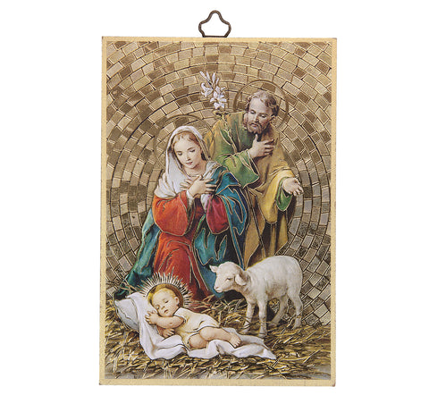 Holy Family Gold Foil Mosaic Plaque - Gerken's Religious Supplies