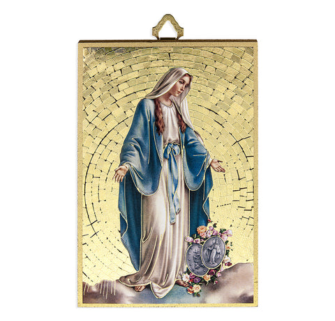 Our Lady of Grace (Spanish) Gold Foil Mosaic Plaque - Gerken's Religious Supplies