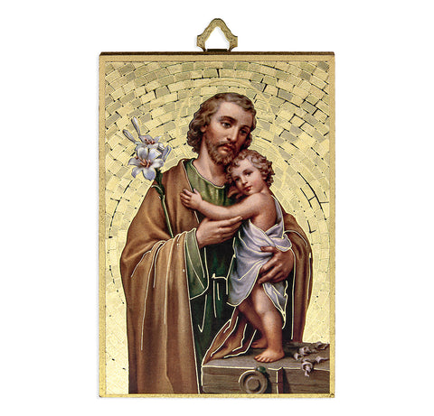 St. Joseph (Spanish) Gold Foil Mosaic Plaque - Gerken's Religious Supplies