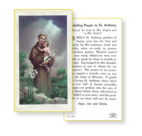 Saint Anthony Holy Card - Gerken's Religious Supplies