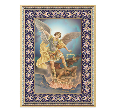 St. Michael Gold Embossed Plaque - Gerken's Religious Supplies