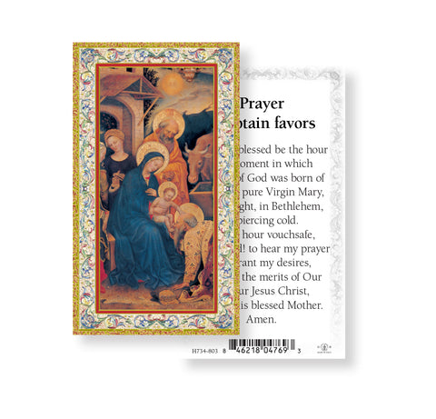 Prayer to Obtain Favors - Christmas Gold-Stamped Holy Card - Gerken's Religious Supplies