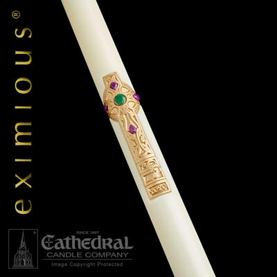2-3/16" x 42" Cross of Erin Eximious Paschal Candle - Gerken's Religious Supplies