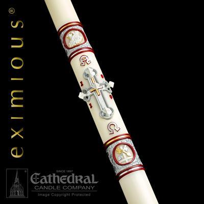 2" X 42" Upon This Rock Eximious Paschal  Candle - Gerken's Religious Supplies