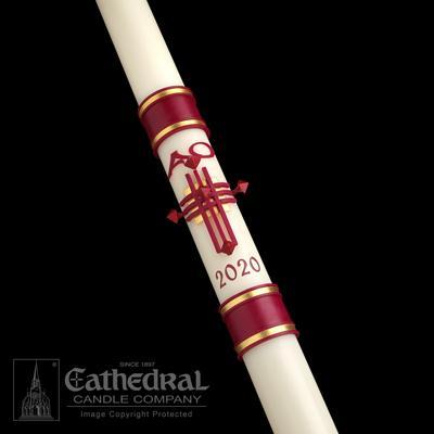 2" X 42" Crux Trinitas Paschal Candle - Gerken's Religious Supplies
